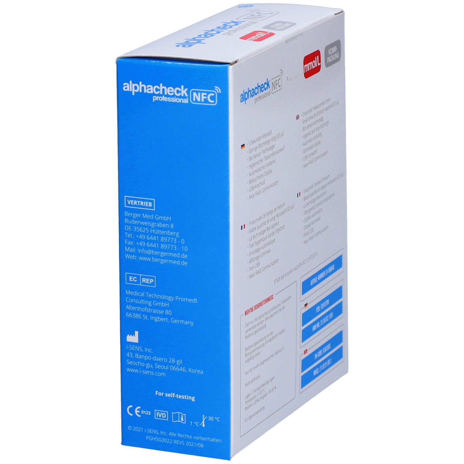 ALPHACHECK® professional Blutzuckermessgerät mmol/l Kombipack
