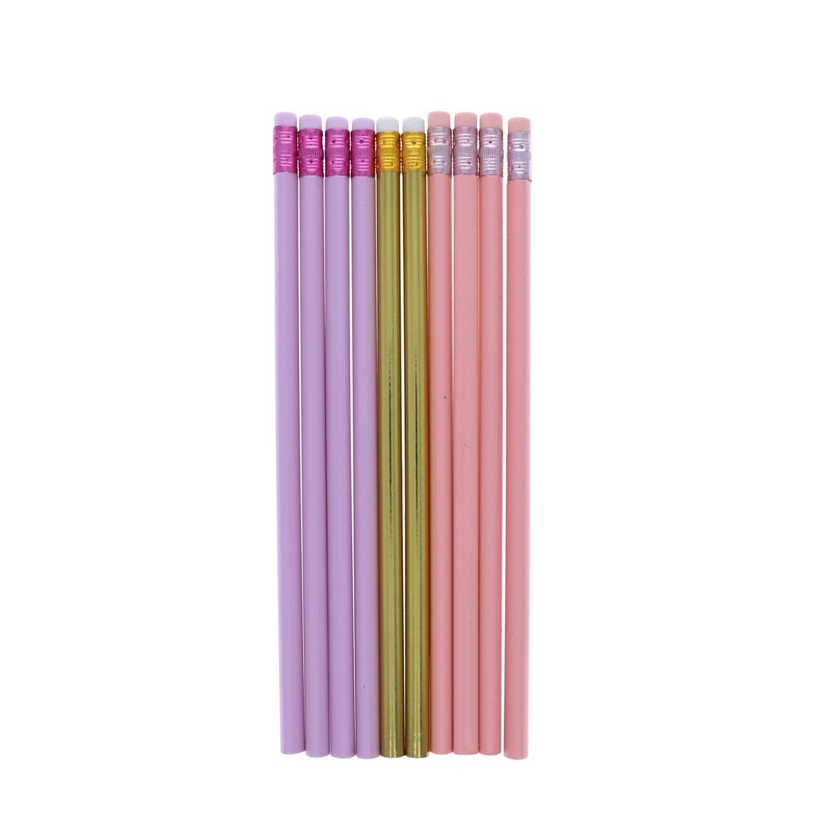 Lot de 10 crayons à papier rose et doré Mercredi et Patati