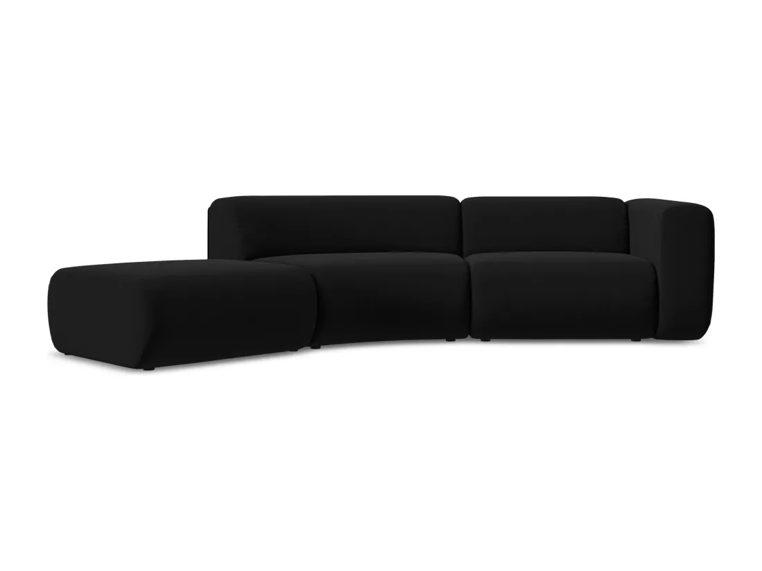 Canapé modulable 4 places gauche en velours - noir - EKAHI