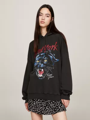Moletom com capuz oversized com estampa de pantera