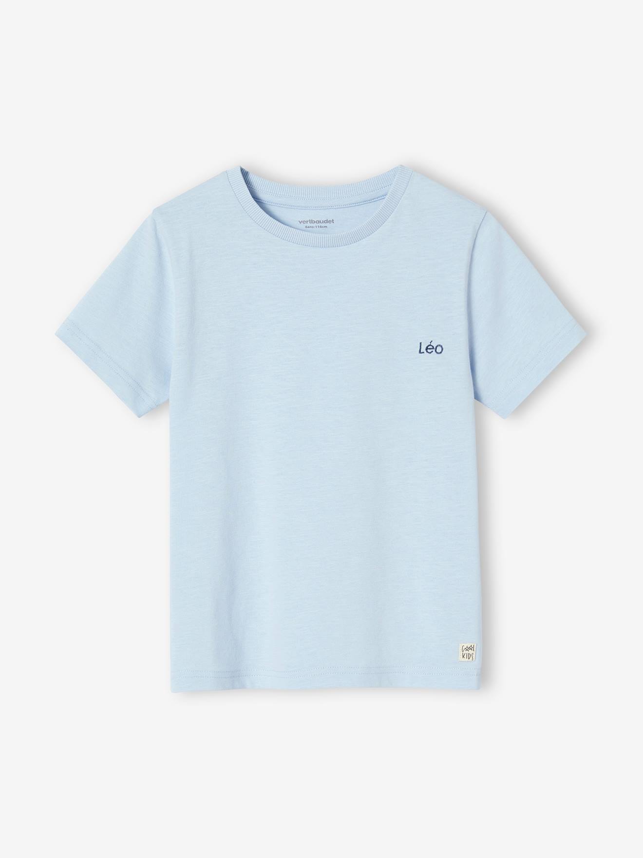 Camiseta de manga curta personalizável para meninos, azul claro
