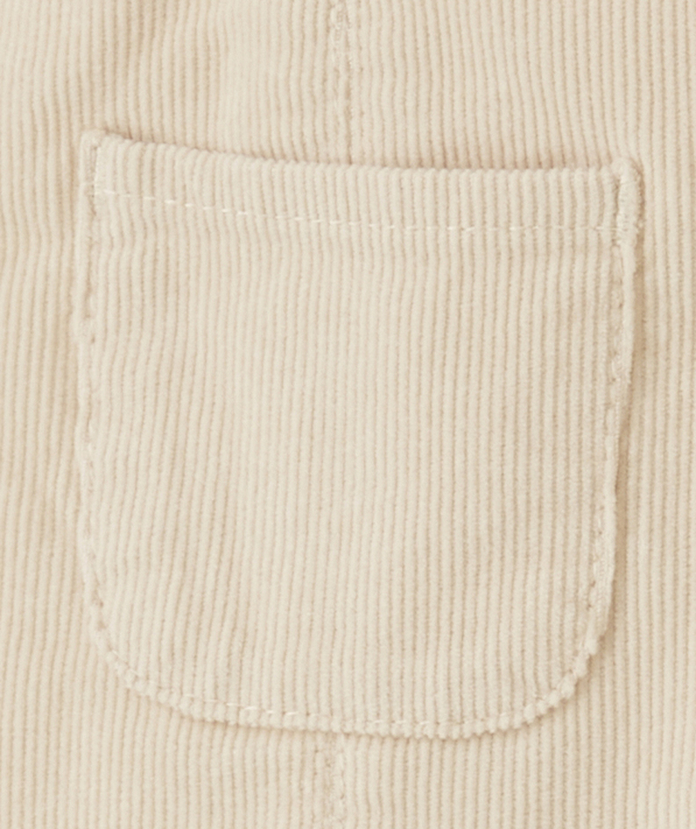 ROBE SALOPETTE BÉBÉ FILLE EN VELOURS ÉCRUE CÔTELÉE