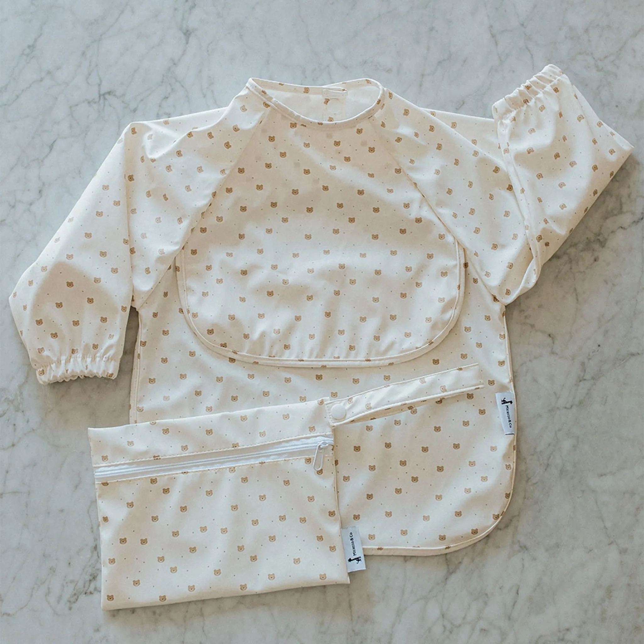 Micasso & co Bavoir Manches Longues Pochette intégrée 6-24mois - Petit Ourson