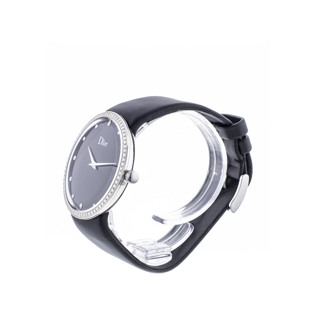 Montre d'occasion Dior D femme acier bracelet textile noir