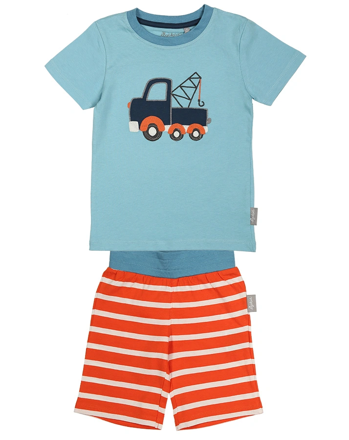 Schlafanzug LITTLE DRIVER 2-teilig kurz in blau/orange