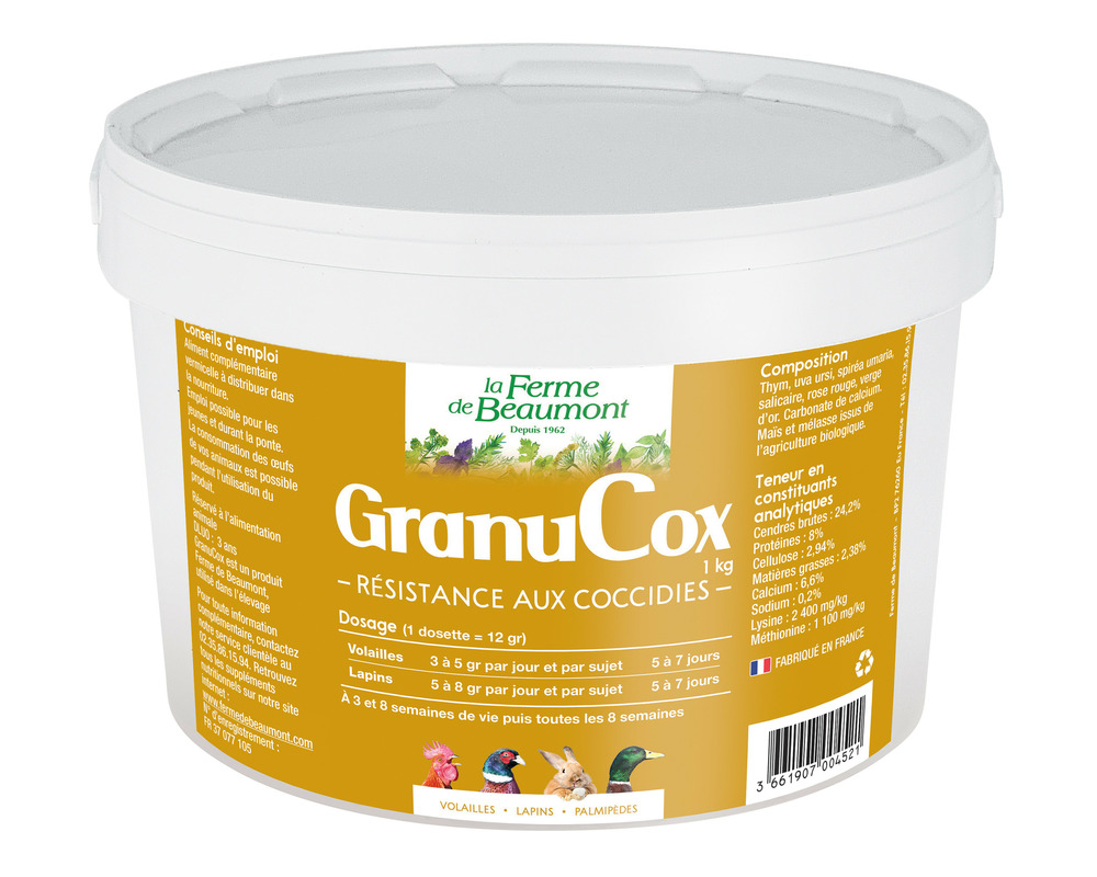 Granucox 5 kg • anticoccidien naturel en granulés pour canards et poules • soin naturel contre la coccidiose