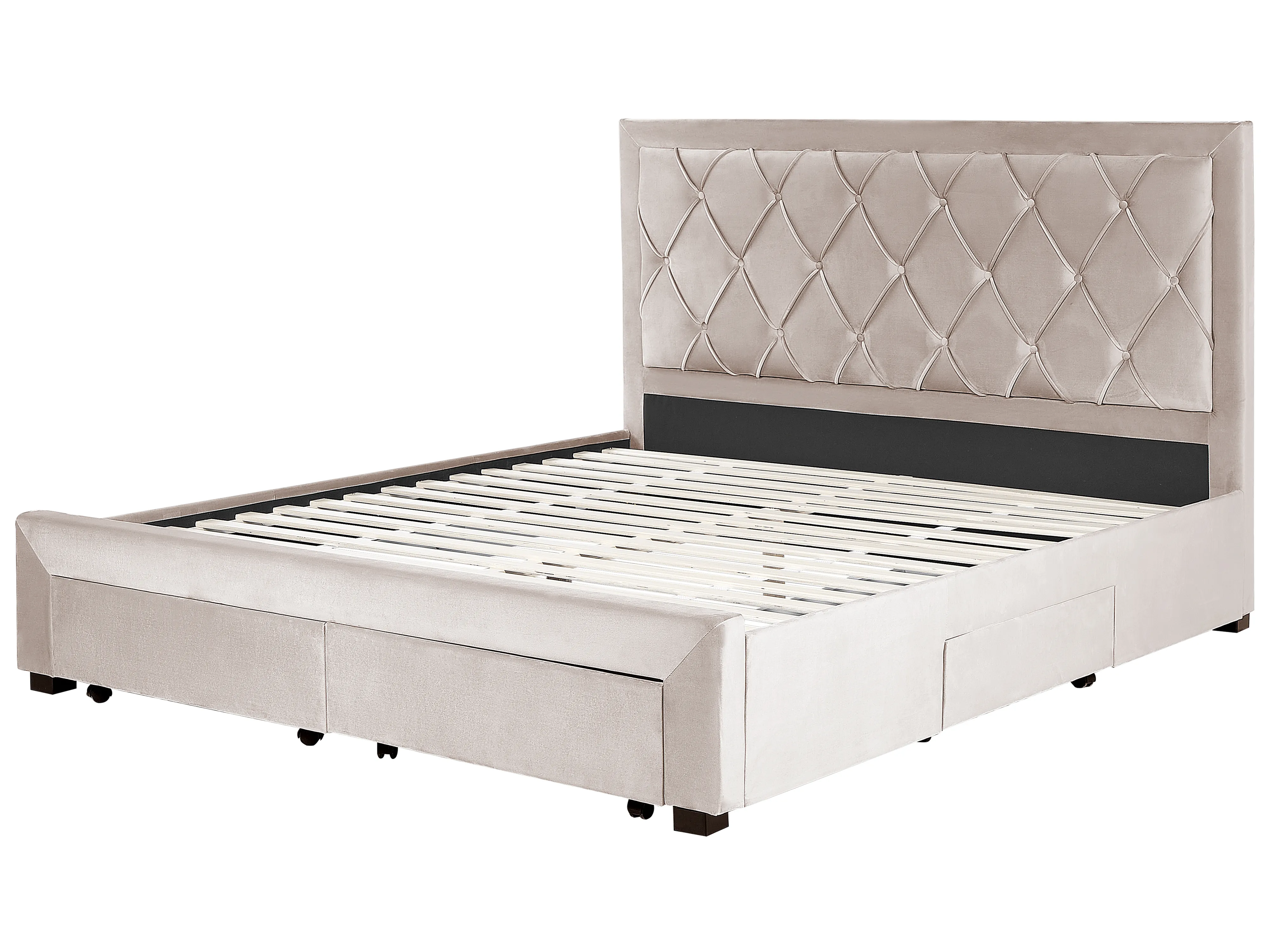 Bed met opbergladen Fluweel LIEVIN 180 x 200 cm Beige
