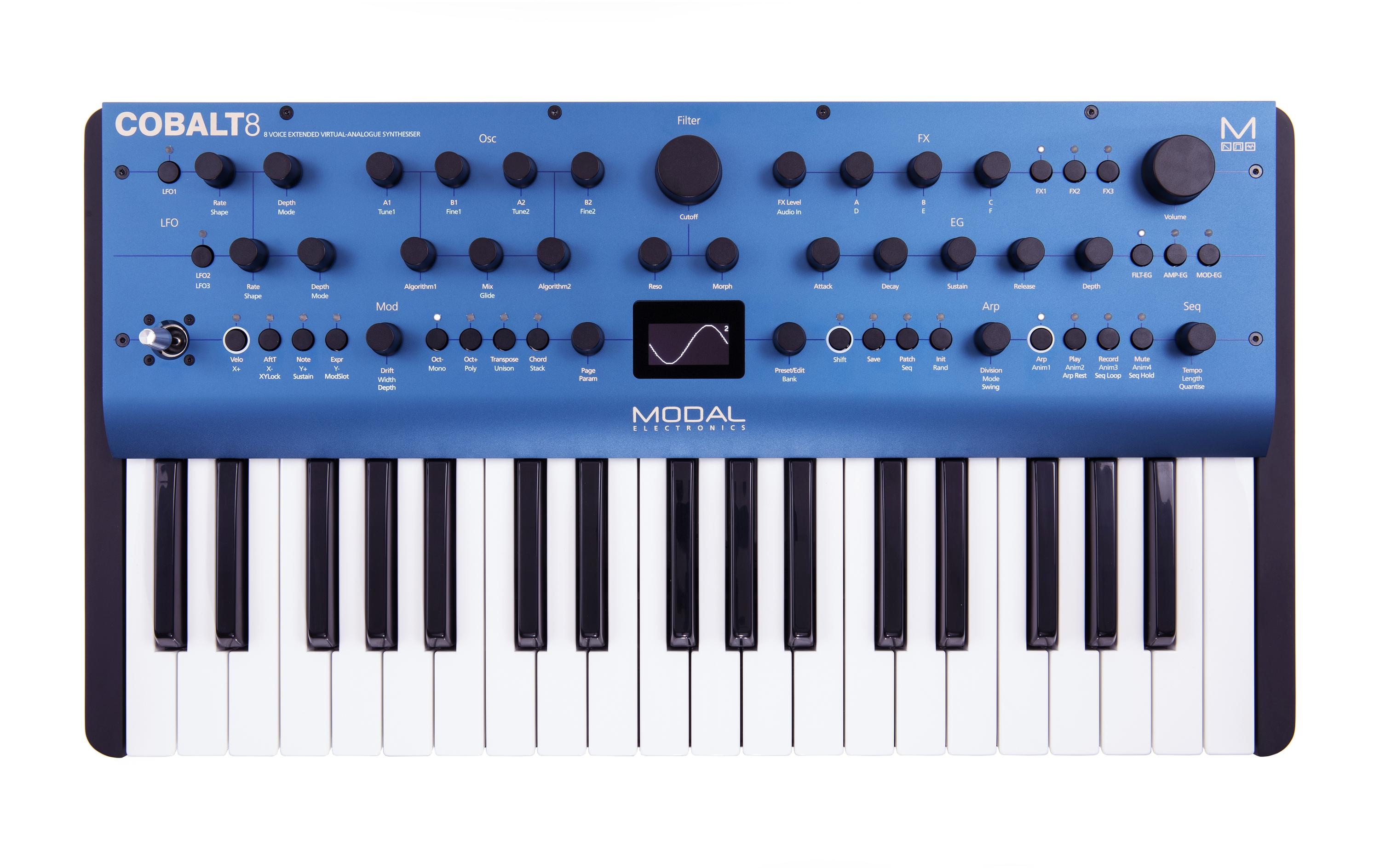 Synthesizer Cobalt8<br>8-stimmiger erweiterter virtuell-analoger Synthesizer mit 37-Tasten-Tastatur