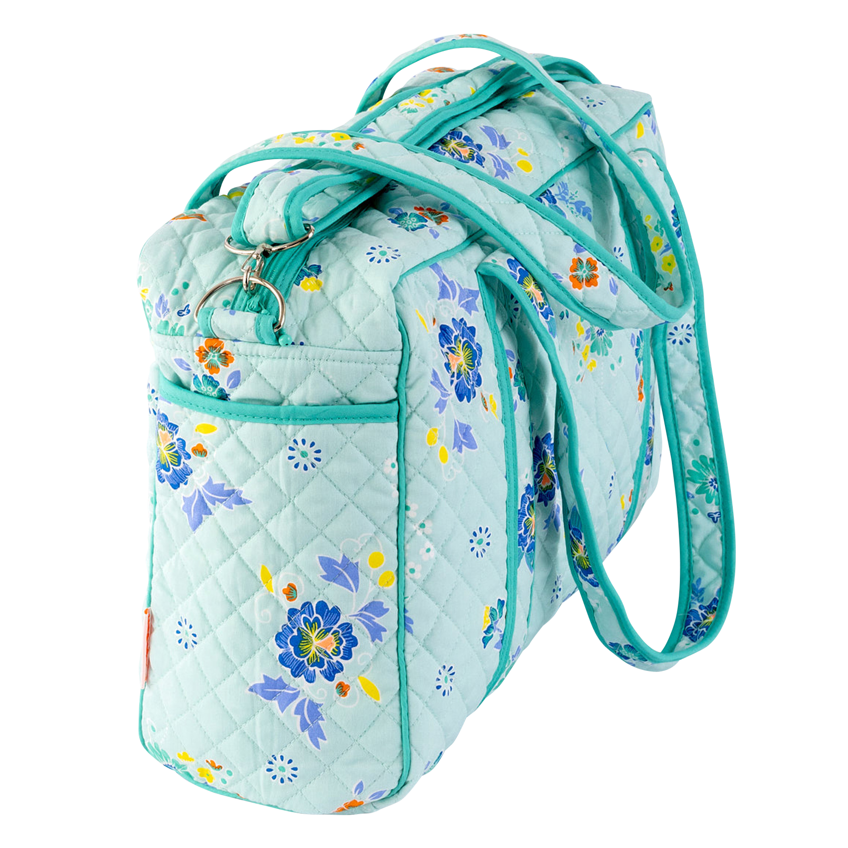 Sac à langer imprimé fleuri en coton| Bleu