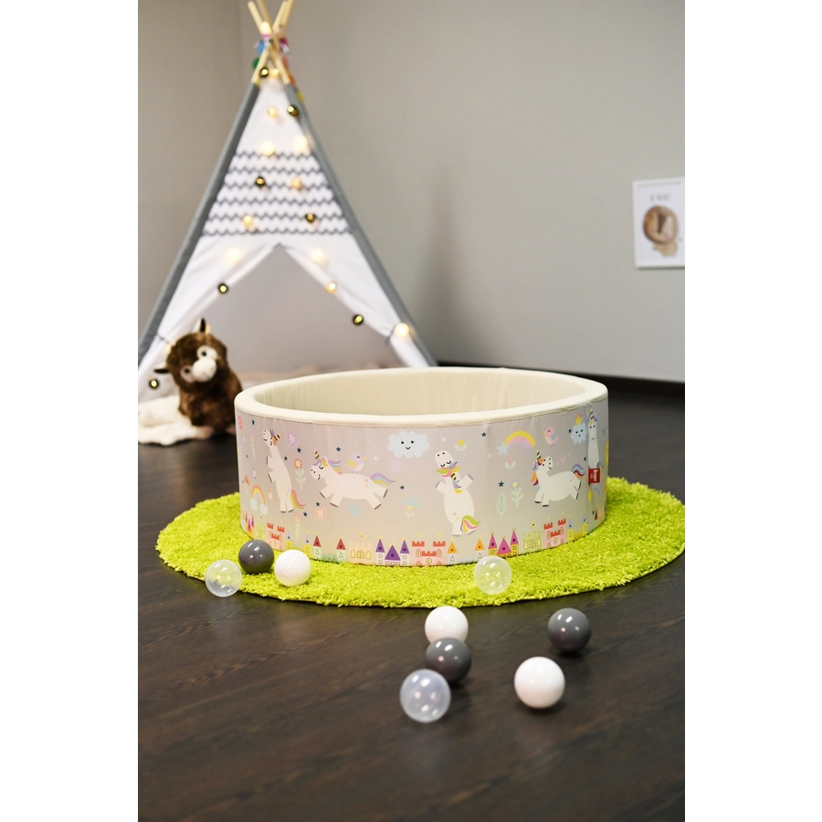 knorr toys® Bällebad soft - Unicorn grey - 150 balls greywhitetransparent beige