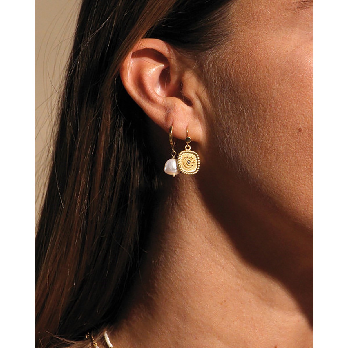 Boucles d'oreilles oeil et zircon doré à l'or fin 24K MINI ORACLES