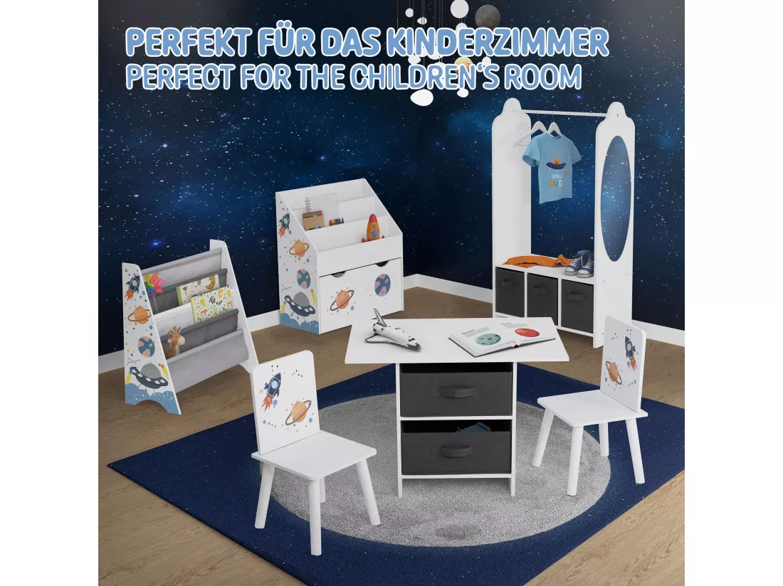 Joyz Portemanteau pour enfants avec étagère tringle 3 compartiments et miroir