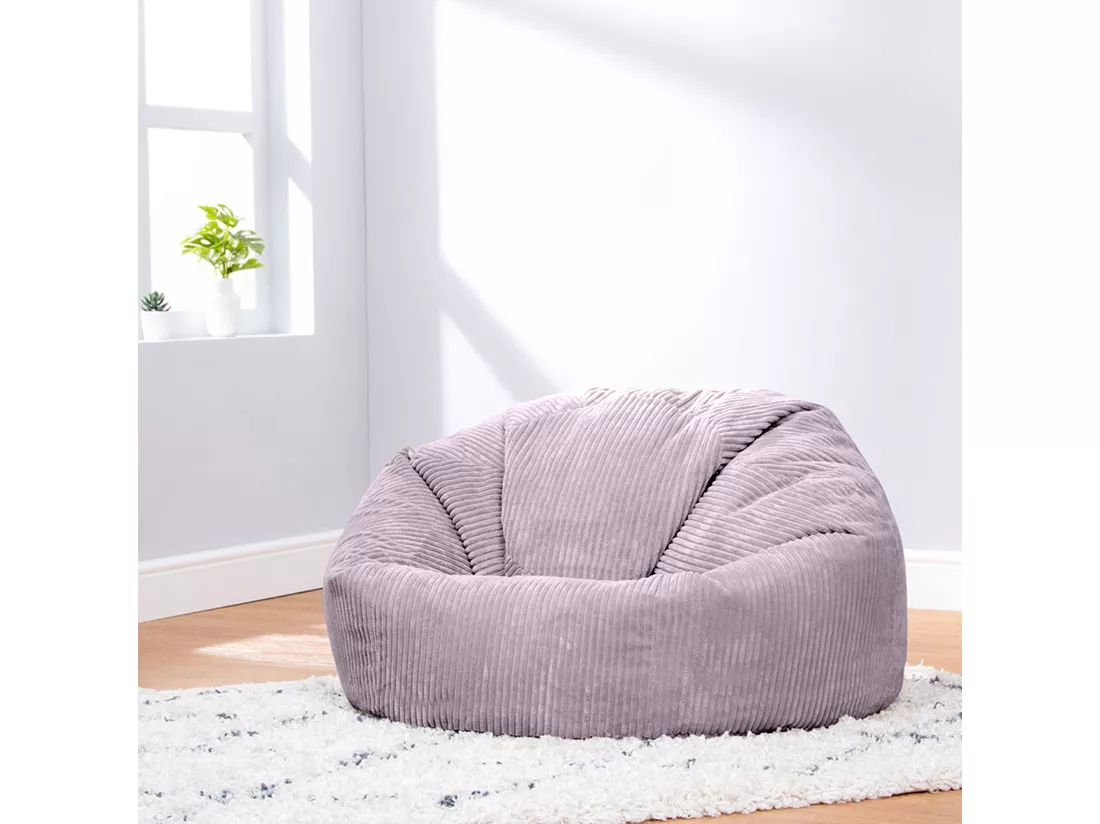 Pouf classique en velours côtelé, violet lavande - KINGSTON