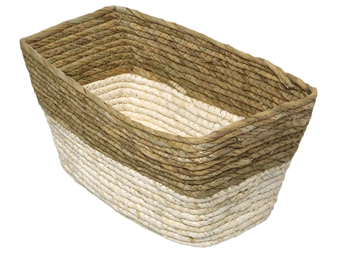 Panier de rangement Blanc bicolore tressé 15 x 31 cm