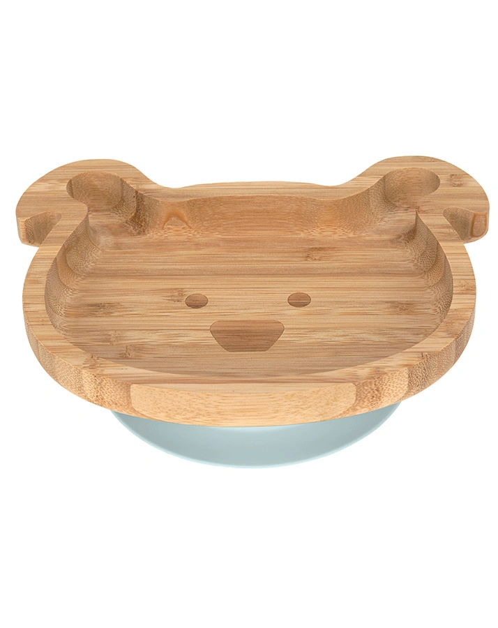 Bambus-Teller LITTLE CHUMS DOG mit Saugfuß in holz/blau