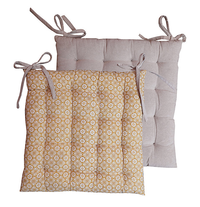 Galette de chaise Deco&Co curry beige L.40 x l.40 x ep.8 cm