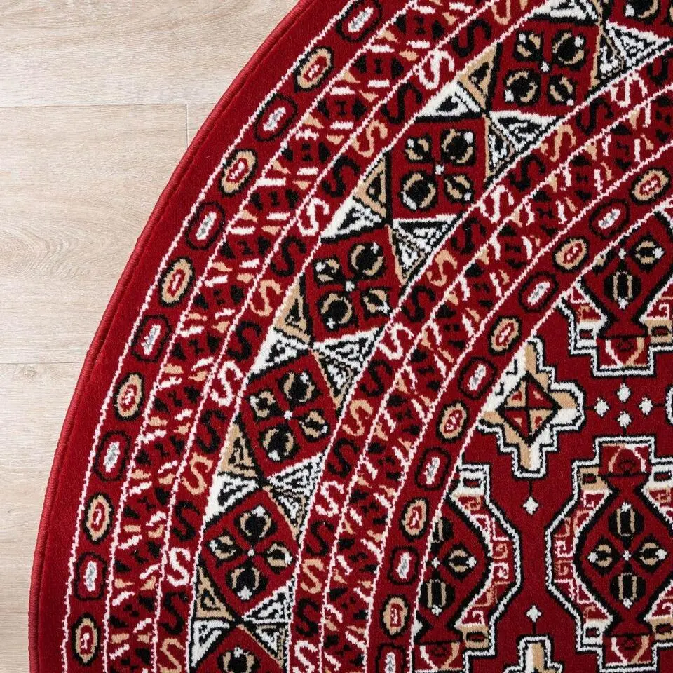 Interieur05 rond vintage vloerkleed Marad rood - 100 x 100 cm
