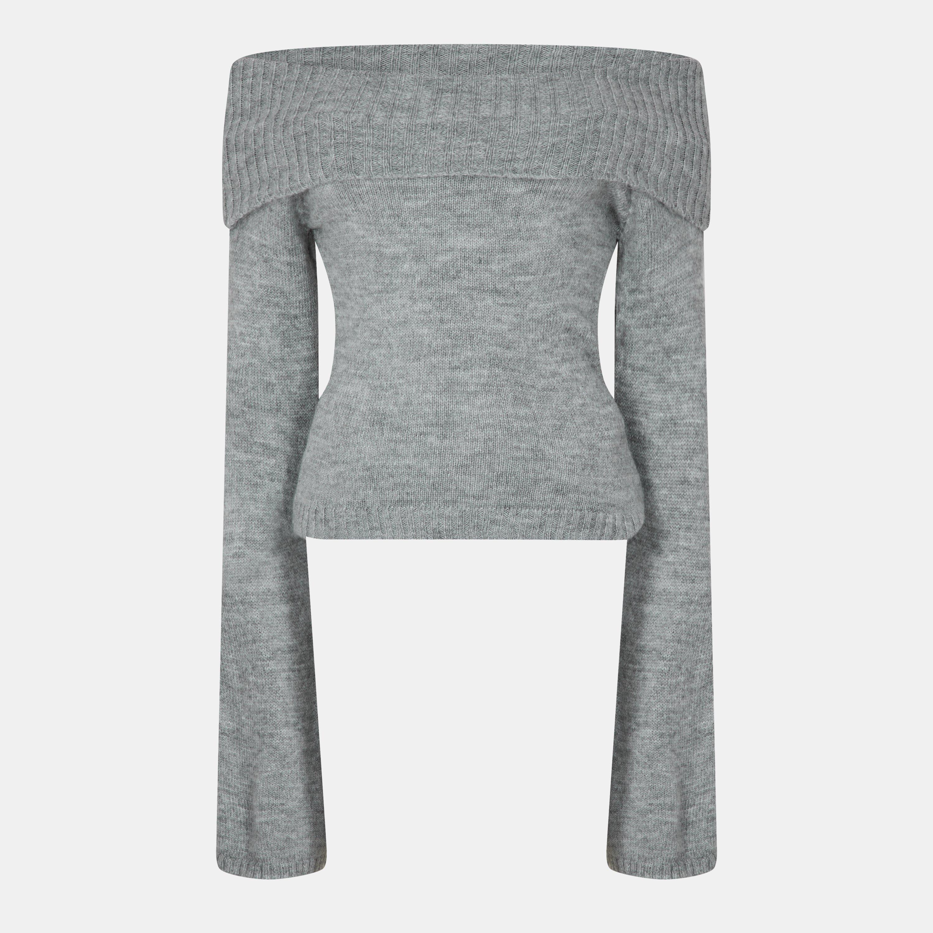 Missy Empire ME Fold Over Flared Sleeve Jumper Womens