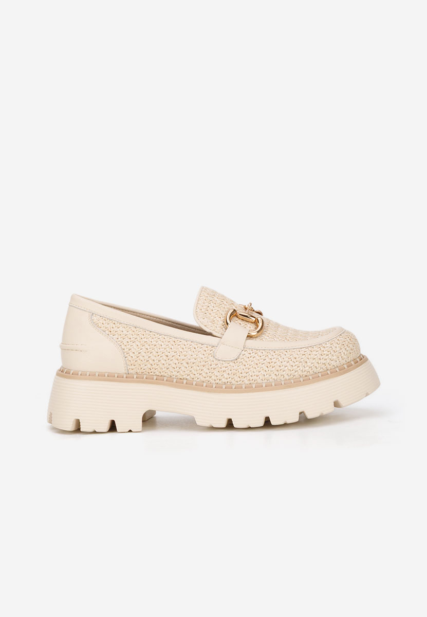 Mocassins femme en cuir beige Yolandia