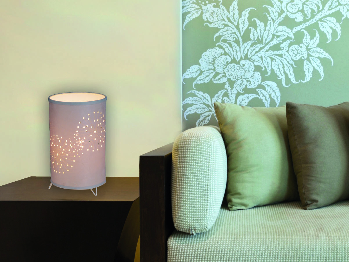 Stoff-Tischleuchte DANDELION - creme - 25 cm hoch