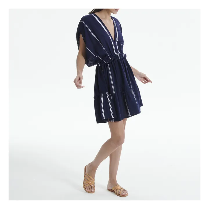 Lemlem Robe Courte Plunge Neck Nunu | Bleu marine