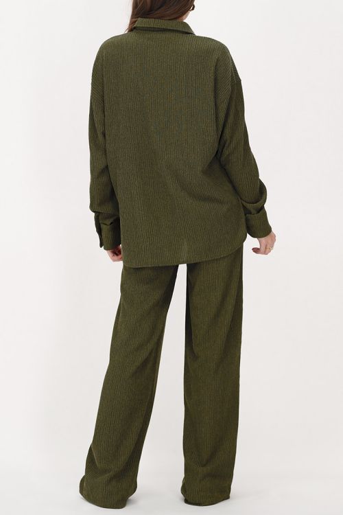 Groene wide leg crinkle broek