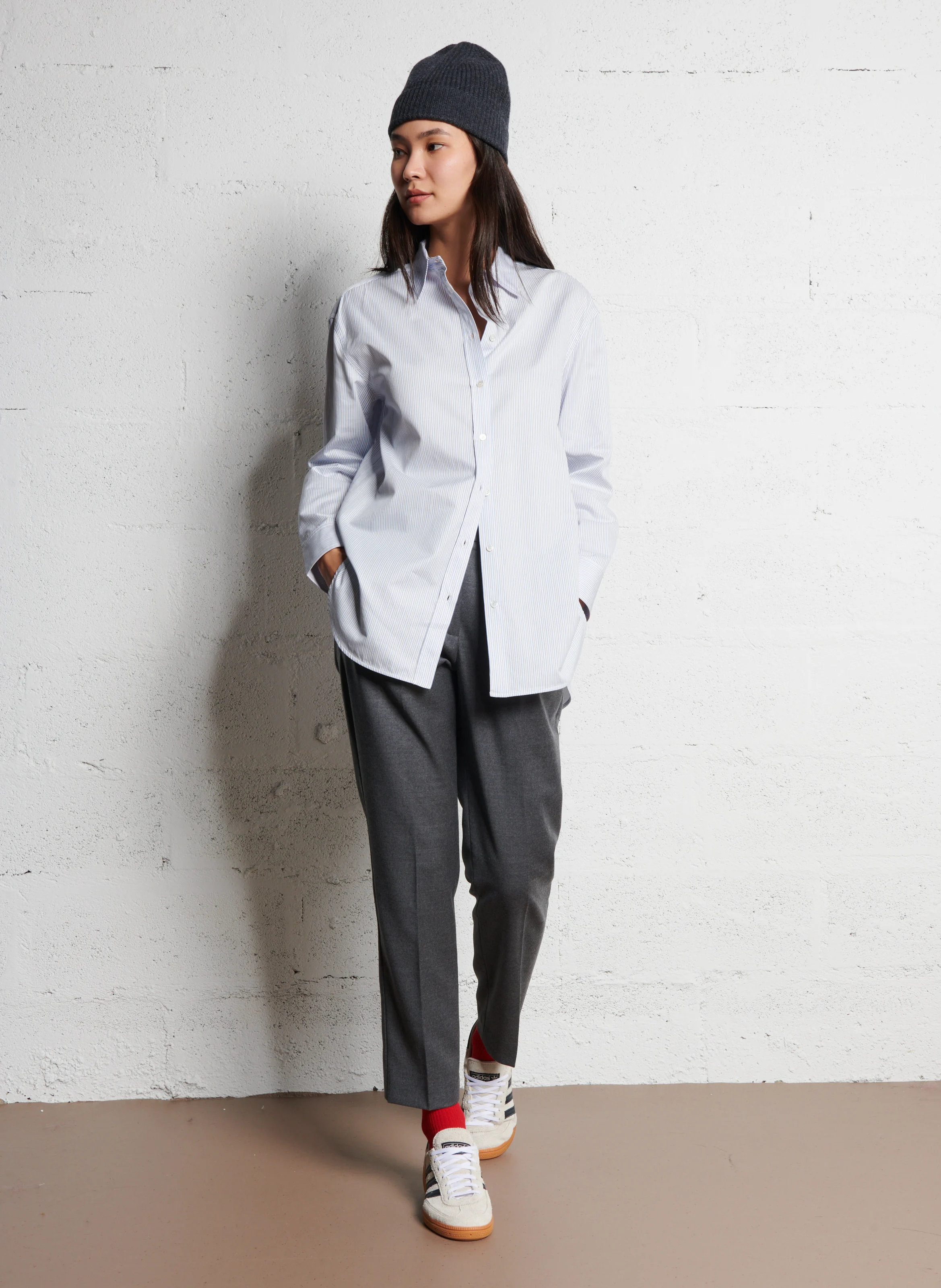 CALDAIA - Pantalon carotte en laine mélangée | Argent