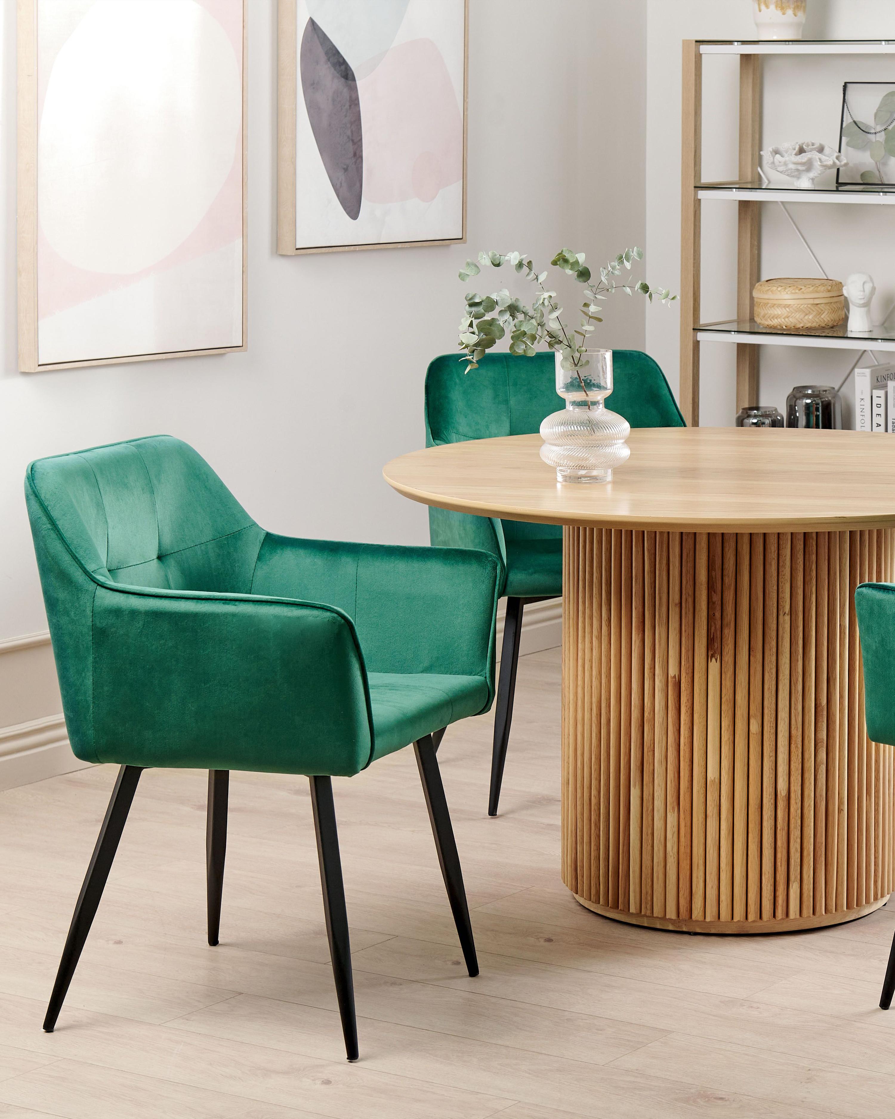 Set van 2 eetkamerstoelen JASMIN Fluweel Smaragdgroen