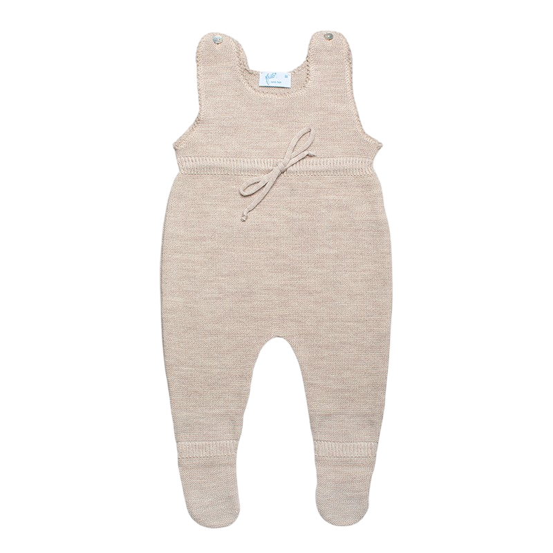 Strampler Merinowolle mit Fuss beige-mélange