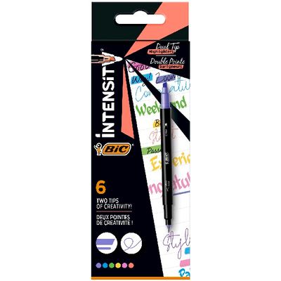 BIC Intensity Dual Tip - 6 Feutres Surligneurs double pointe - couleurs assorties
