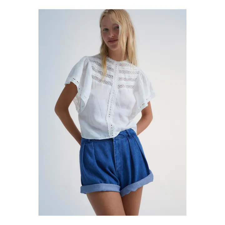 the new society Short Jean Woodland - Collection Femme | Bleu