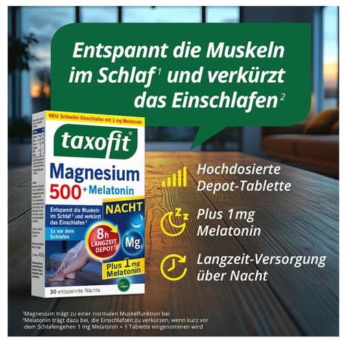 Taxofit Magnesium 500+Melatonin Nacht 30 Tabletten