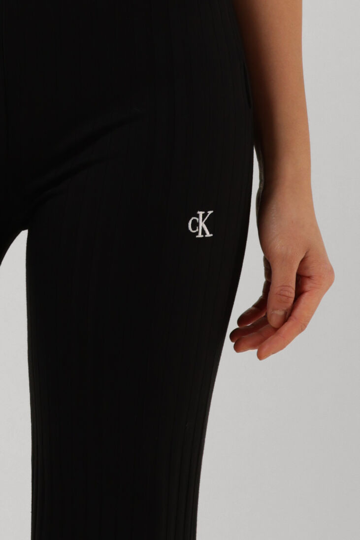 CALVIN KLEIN zwarte calvin klein flared broek elongated rib pants