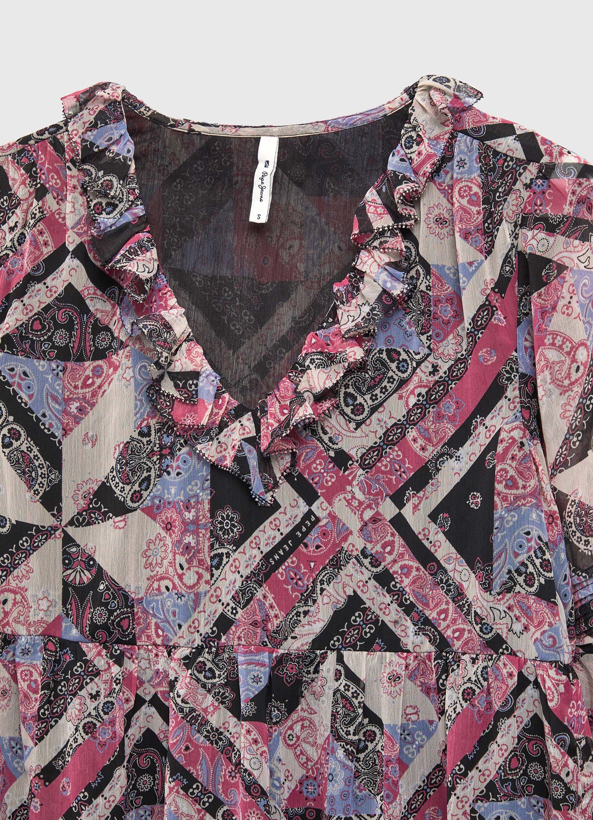 VESTIDO CURTO DE CORTE QUADRADO - multicolorido
