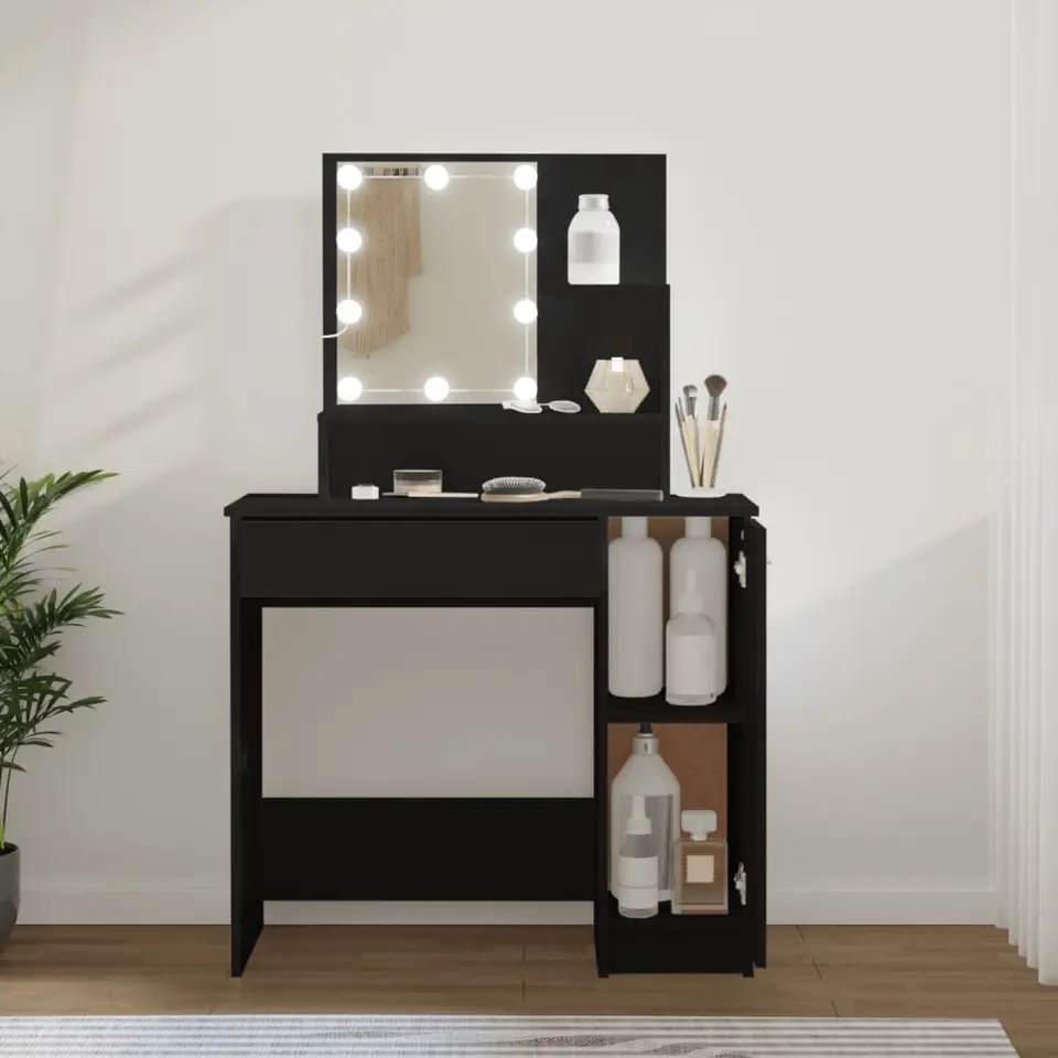 vidaXL - Kaptafel - Zwart - Bewerkt hout