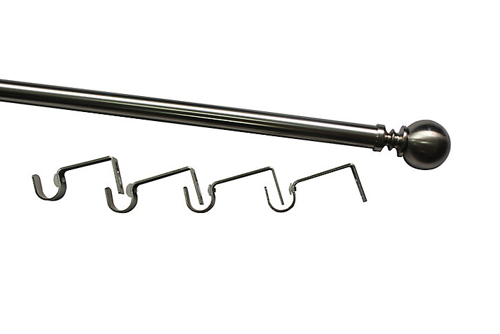 Kit de tringle à rideau extensible embout boule Athens GoodHome 200/330 cm, Ø25/28 mm gris