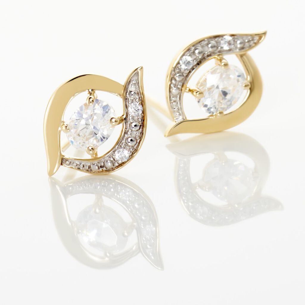 Boucles D'oreilles Puces Or Blanc Lydia Oxydes De Zirconium