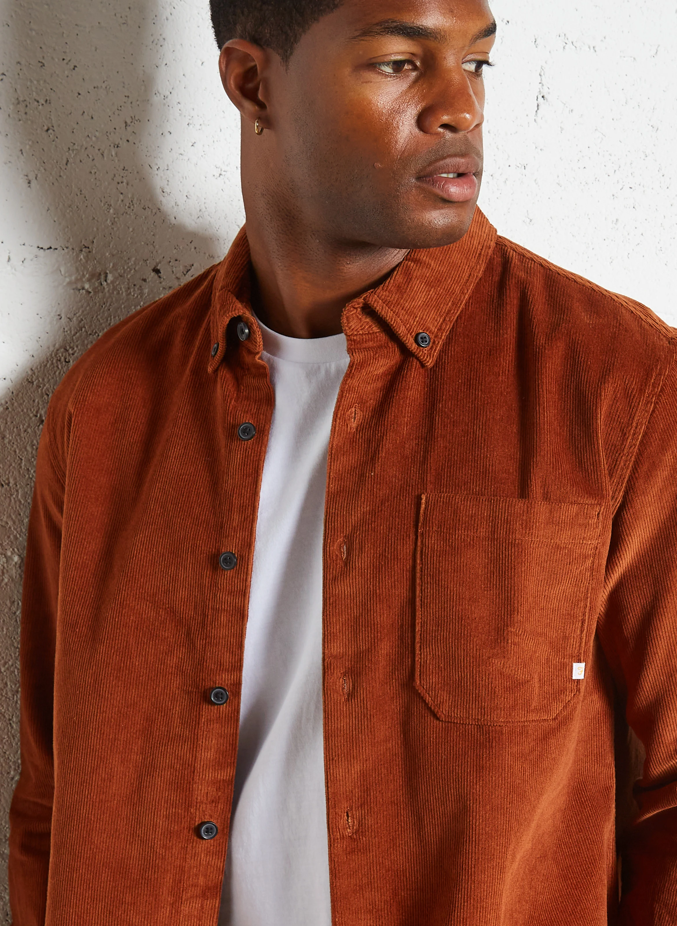 SPENCER - Chemise droite en velours côtelé| Marron