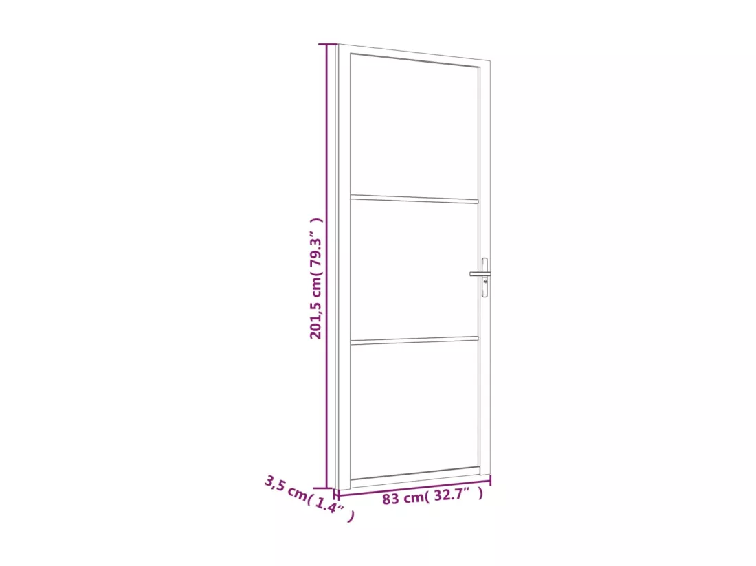 Porte intérieure 83x201,5 cm Noir Verre ESG et aluminium