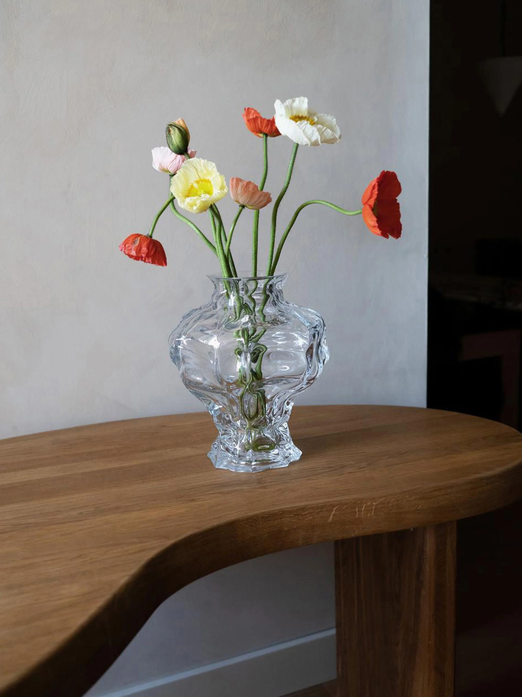 Mondgeblazen glazen vaas Ammonit, H 30 cm