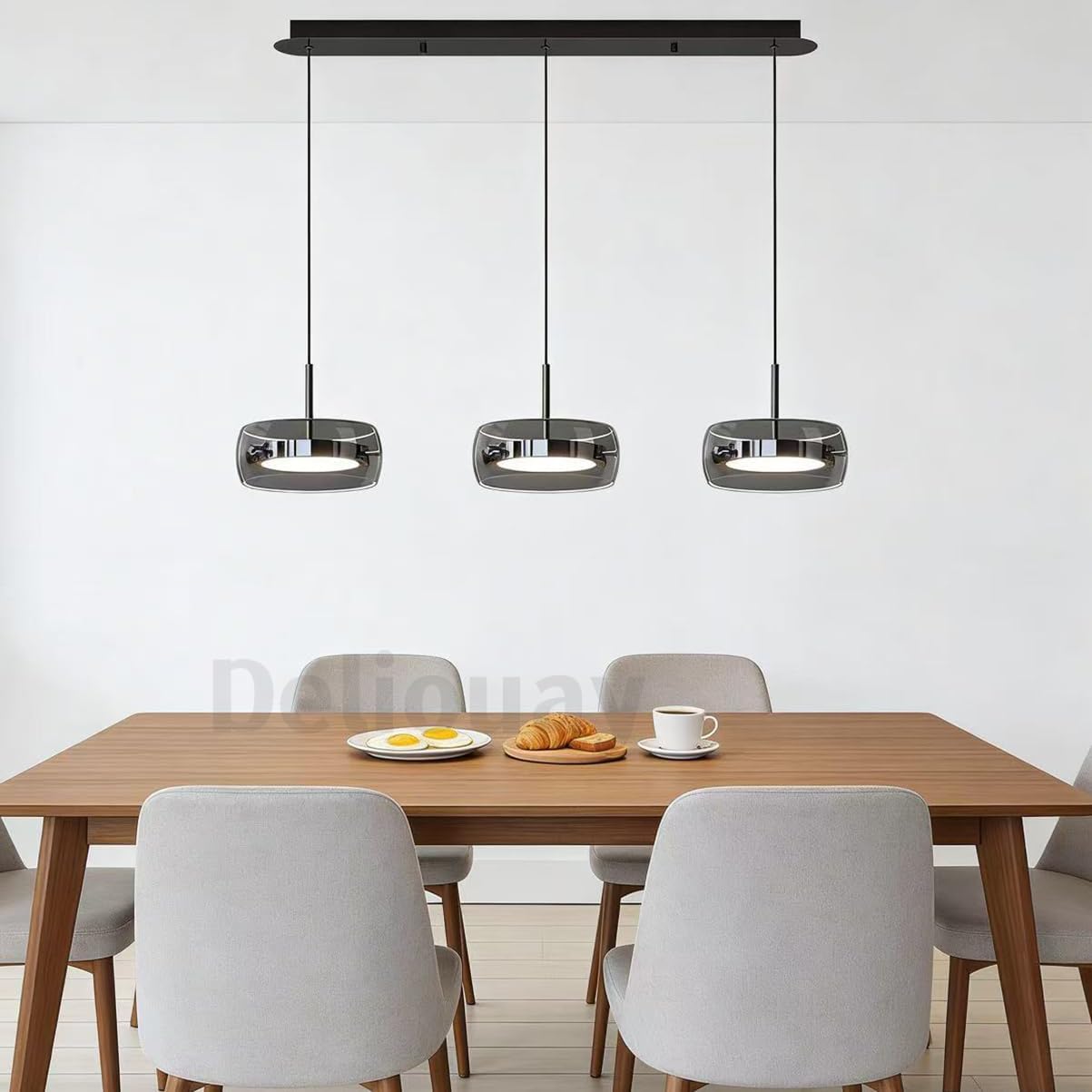 Moderne LED Pendelleuchte Wohnzimmerlampe mit Kristall Glas Anhänger Lampe Dimmbar Esstischlampe Hängelampe mit Fernbedienung Pendellampe Höhenverstellbar für Kücheninsel Esszimmer (A3Köpfe)