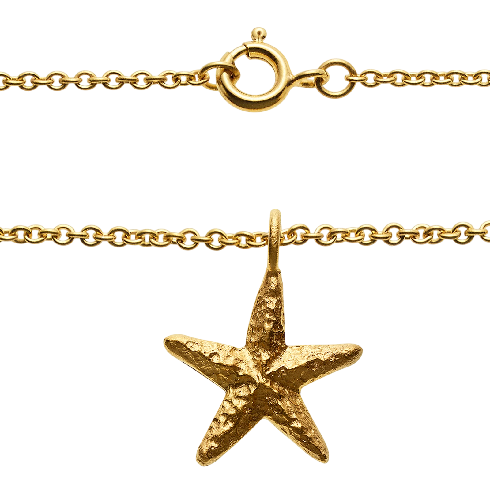 Collier mit 8 Carneol Steinen und Seestern Anhänger, vergoldet