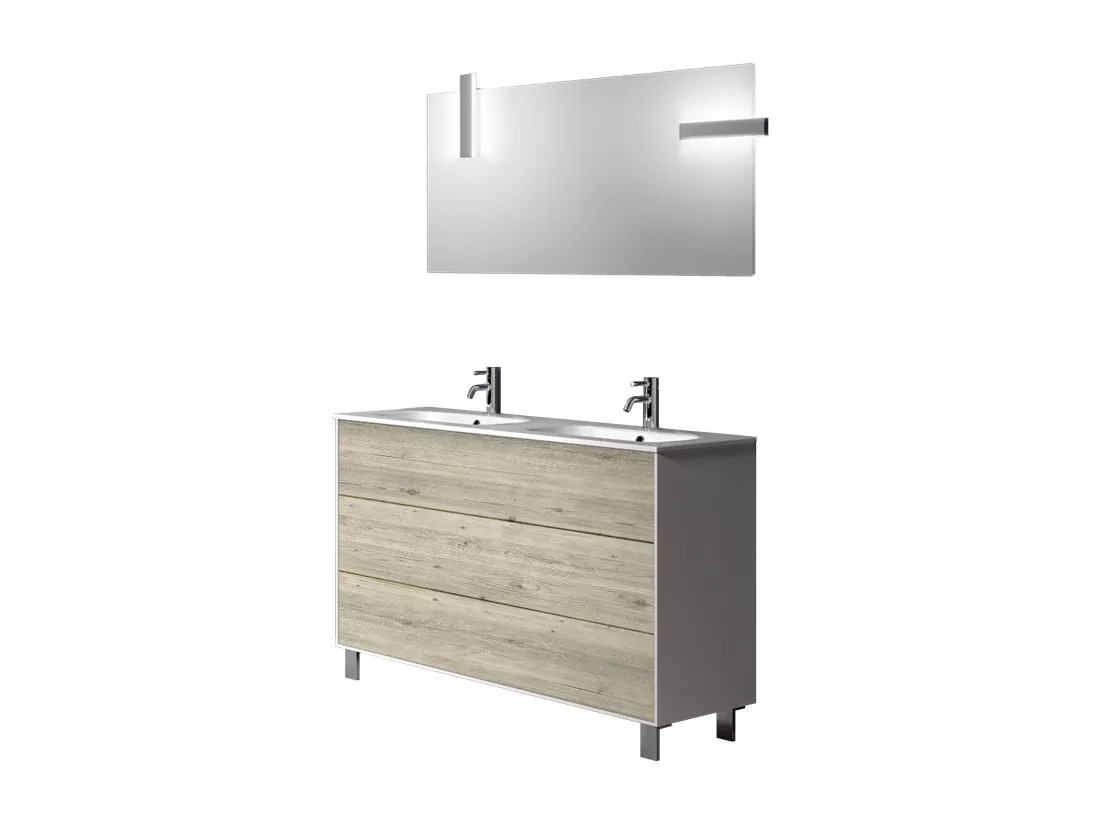 Ensemble de salle de bain double vasque 5 pièces IGEA pin arctique