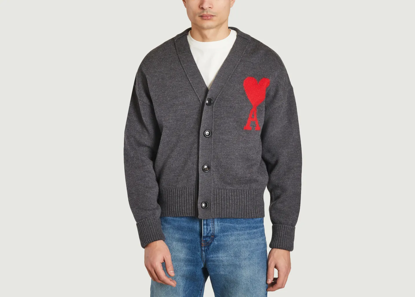 Cardigan en laine mérinos feutrée AMI Paris
