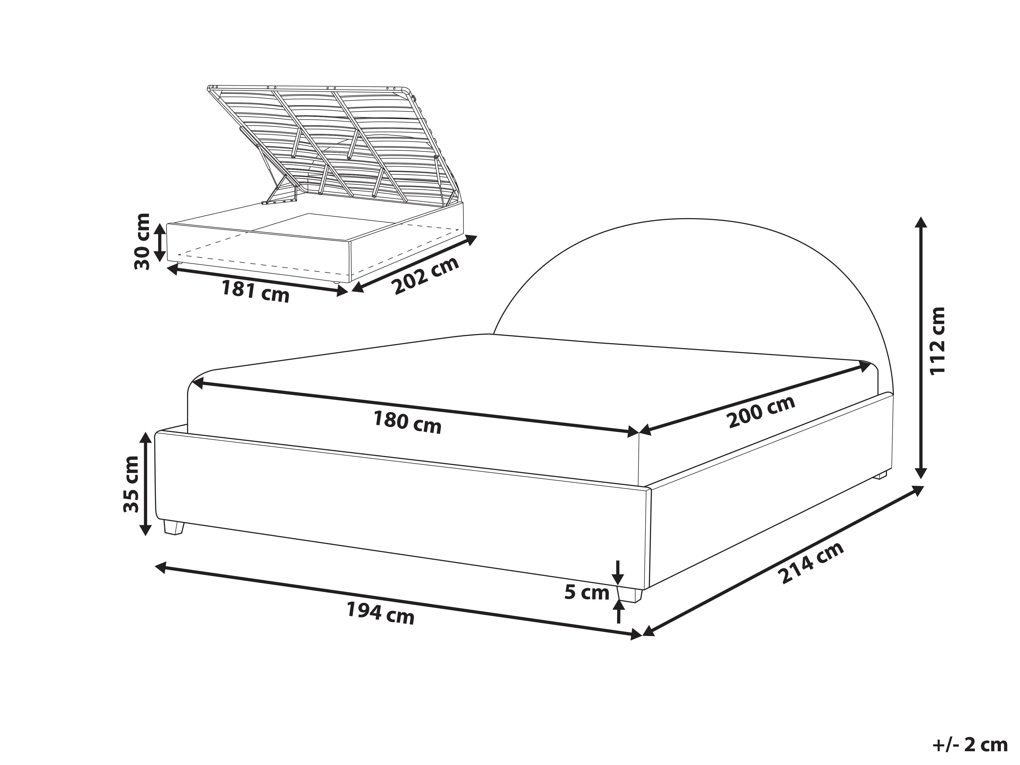 Bed met opbergruimte Fluweel VAUCLUSE 180 x 200 cm Lichtgrijs