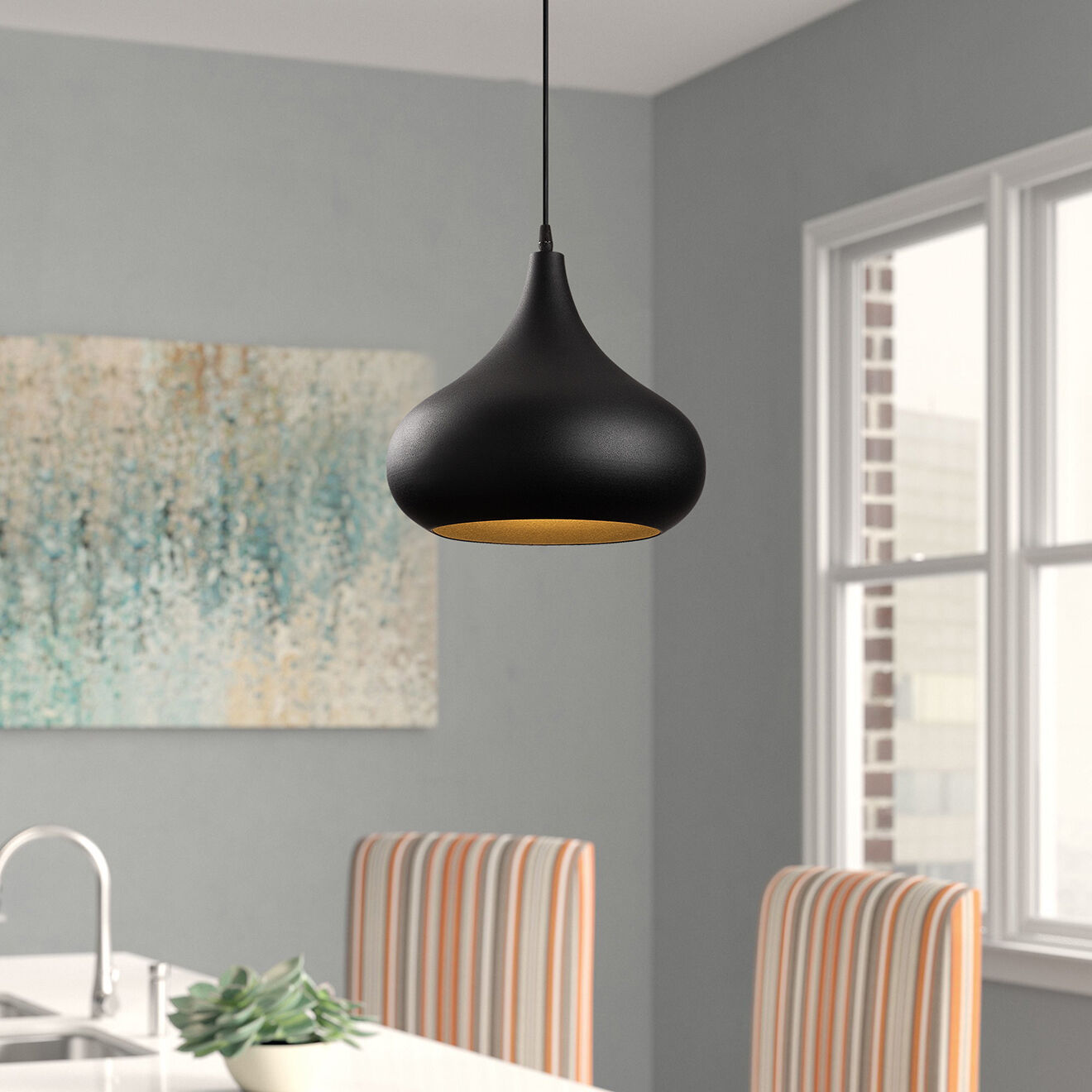 Opviq Suspension Saglam noir/doré - 30x126 cm