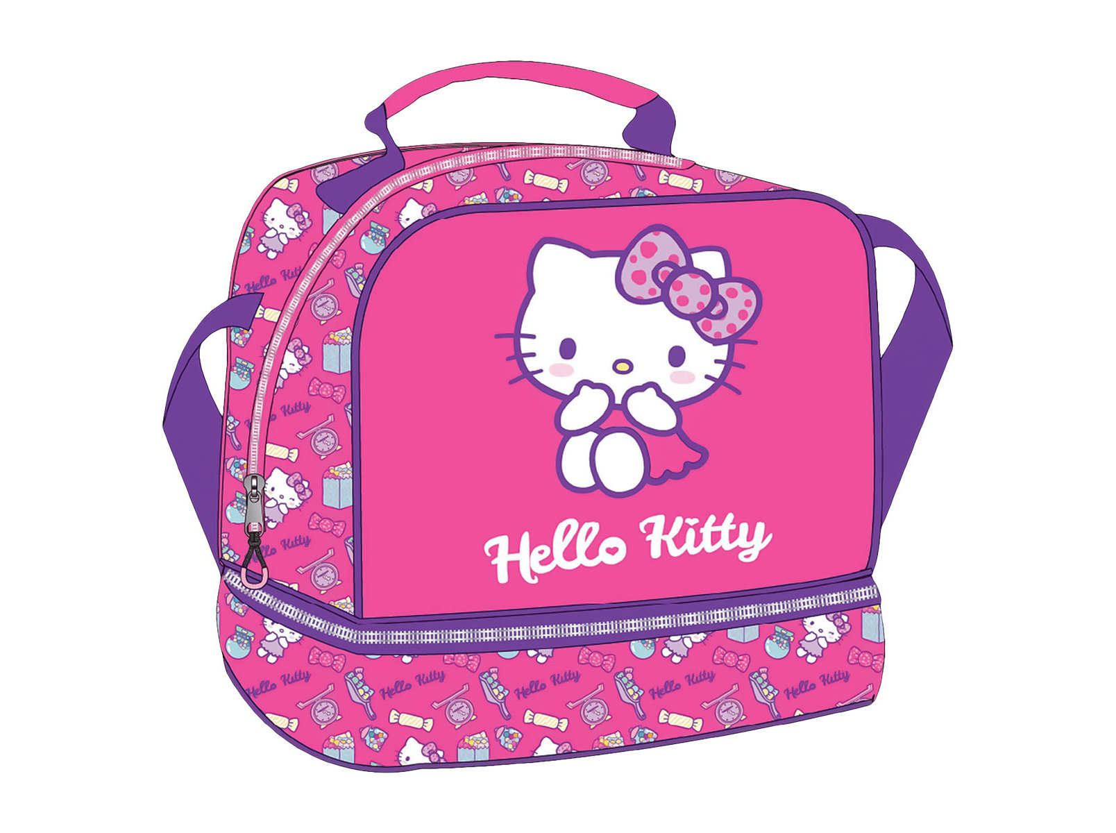 LANCHEIRA HELLO KITTY COM 2 DIVISÓRIAS 21X20X15CM