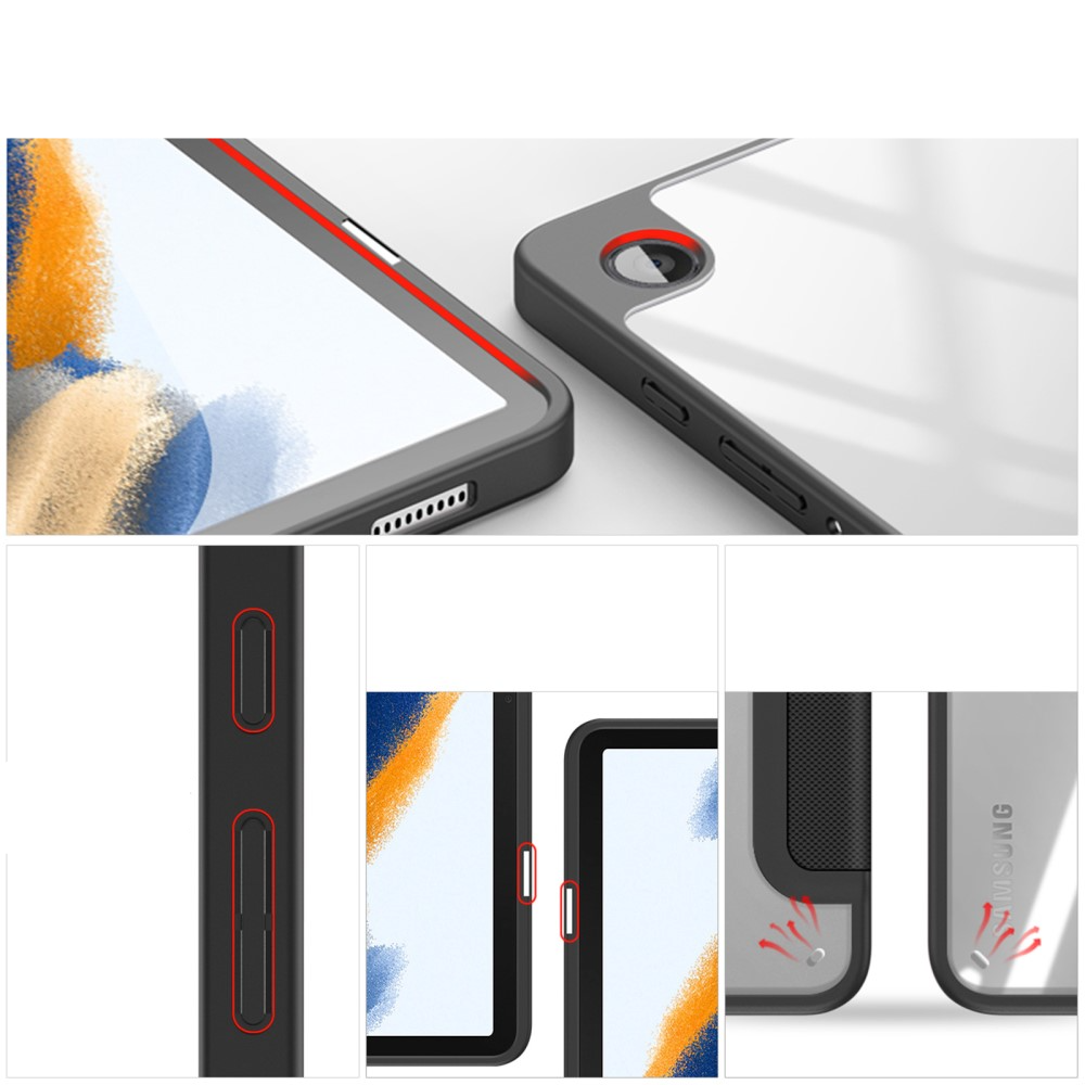 Samsung Galaxy Tab A9 Leder Tasche Smart Cover Schutzhülle - Schwarz