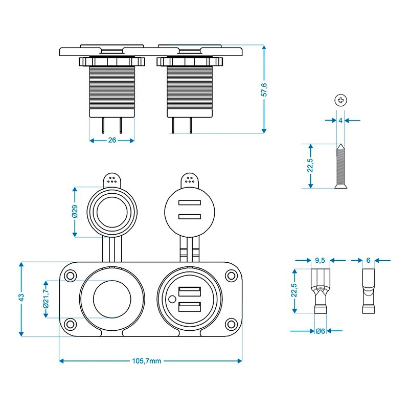 ProPlus Einbau Kit - Doppelsteckdose und USB