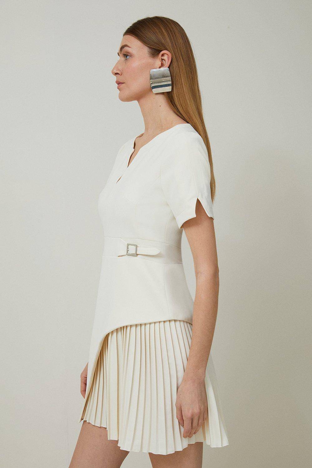 KarenMillen Mini robe Tailored Military Pleat à manches courtes